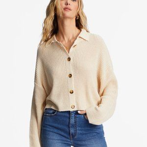 Billabong Biege Stay Current Cozy Sweater Cardigan